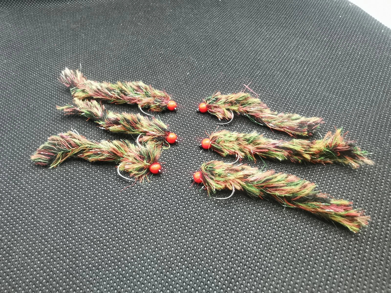 6 Jacobs Coat Worms FISHING TROUT FLIES SIZE 10 BARBLESS LURE