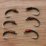 Red Holographic Black Buzzers #12 (Set of 6) Fly Fishing Flies