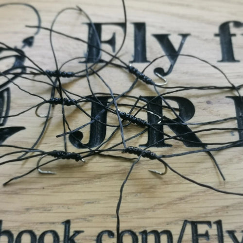6  Black Apps Blood Worm Trout Fly -  size 10