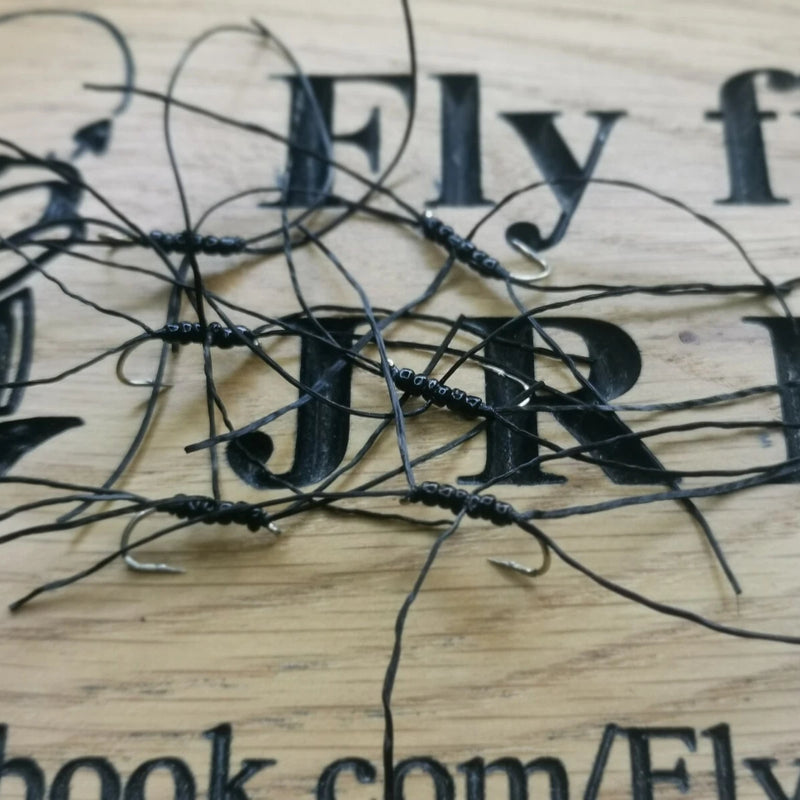 6  Black Apps Blood Worm Trout Fly -  size 10