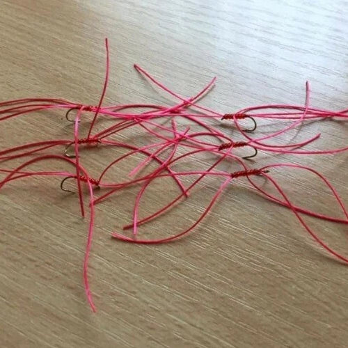6  Red Apps Blood Worm Trout Fly -  size 10