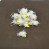 6 WHITE /WHITE STRAGGLE EGG-IT BLOBS TROUT FLIES  SIZE 10 BARBLESS HOTHEAD