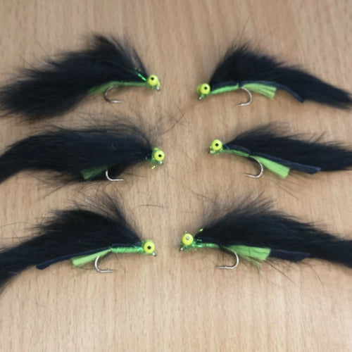 Black lumi cats Lure size 10 Fly Fishing Flies Trout(set of 6)