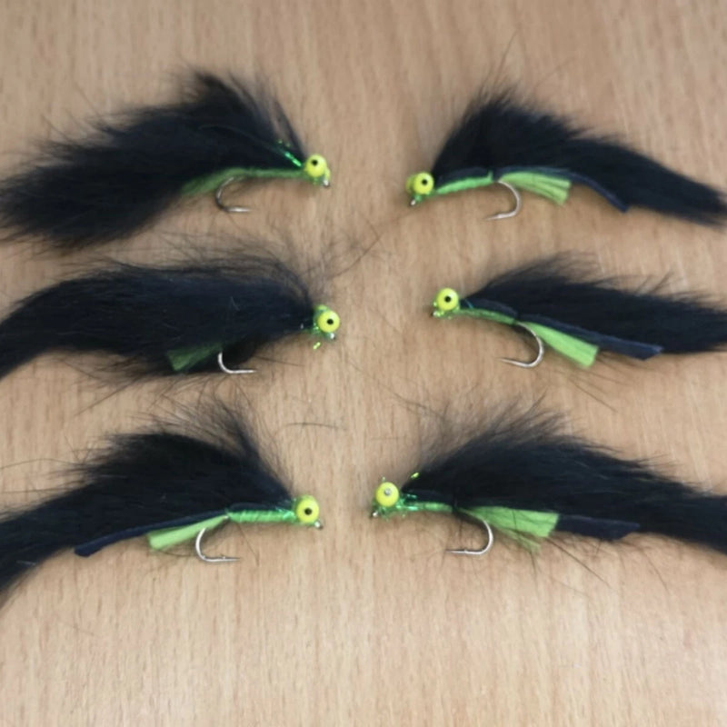 Black lumi cats Lure size 10 Fly Fishing Flies Trout(set of 6)