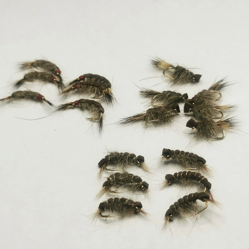 18 Killer Shrimps Flies size 12 Hooks Large Reservoir Shrimp Flies (3 STYLES)