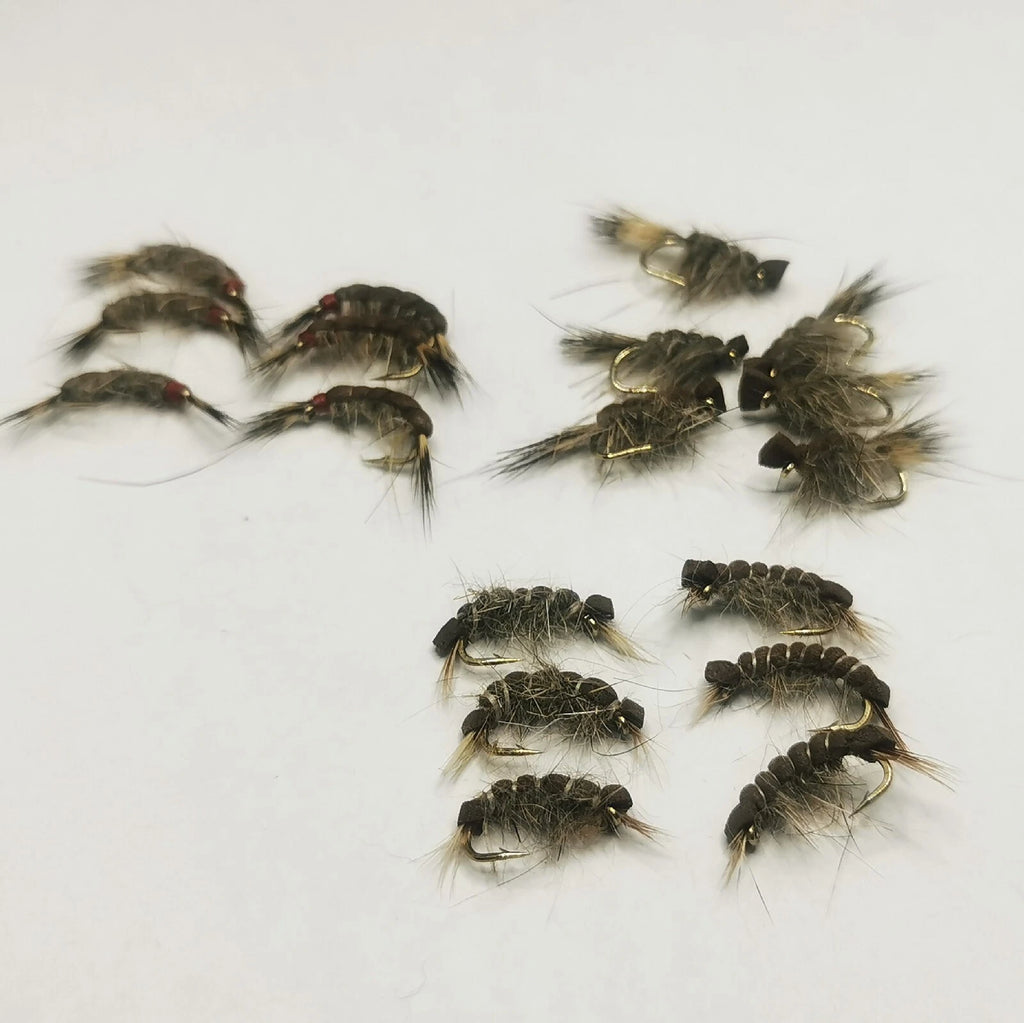 18 Killer Shrimps Flies size 12 Hooks Large Reservoir Shrimp Flies (3 STYLES)