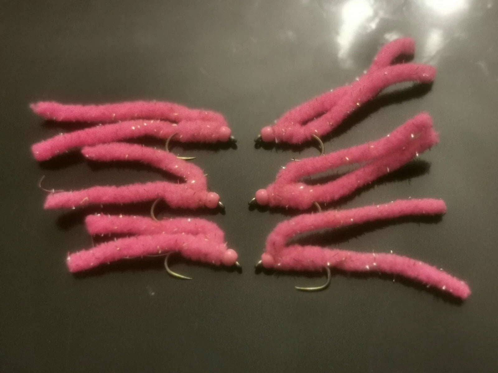 6 x Shimmy Worm Trout Fly Lures Size 10 barbless