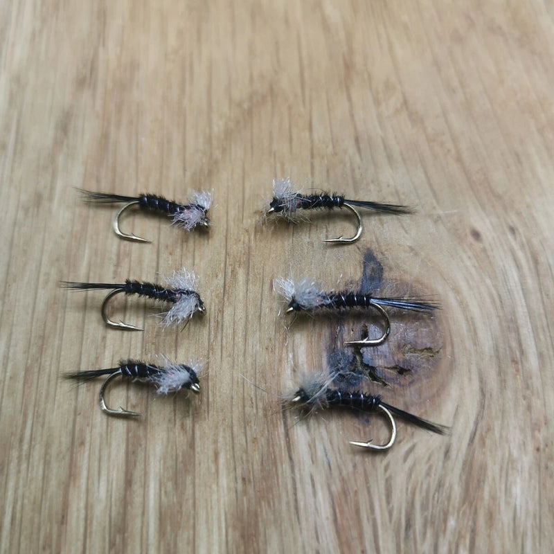 Black Muskin trout fly / nymph - size 12 set of 6