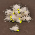 6 WHITE /WHITE STRAGGLE EGG-IT BLOBS TROUT FLIES  SIZE 10 BARBLESS HOTHEAD