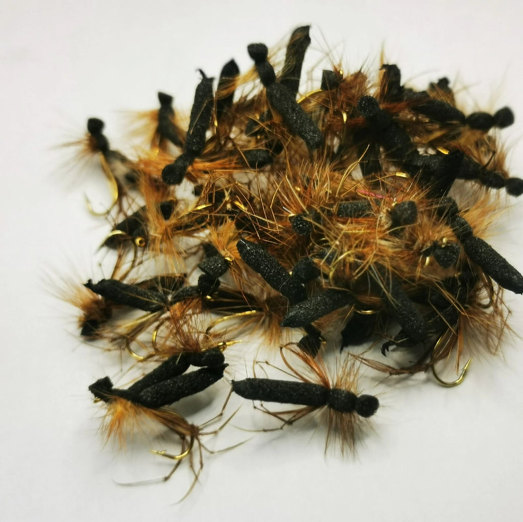 Foam Daddy Long Legs - Trout Fishing Flies Set of 6 2x Black/2x Orange/2x Brown