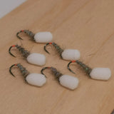 Hot Butt Hares Ear Suspended buzzer Set of 6 Fly Fishing Trout Flies SIZE 12