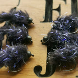 6 BLACK Electric Eggstacy UV Worms. Fly Fishing trout fly lure