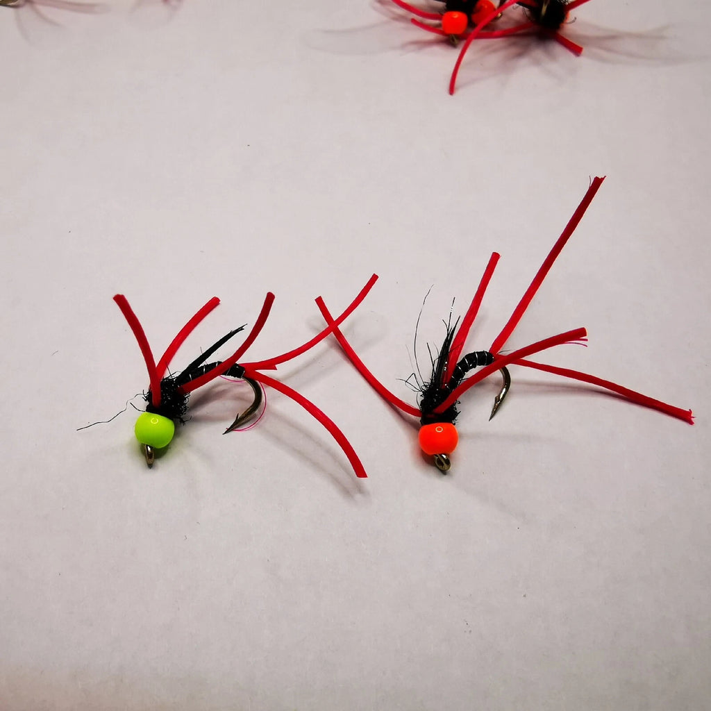 12x Red Dancing Bloodworm size 12 Bung Trout Fly Fishing Trout Fly Set of 12