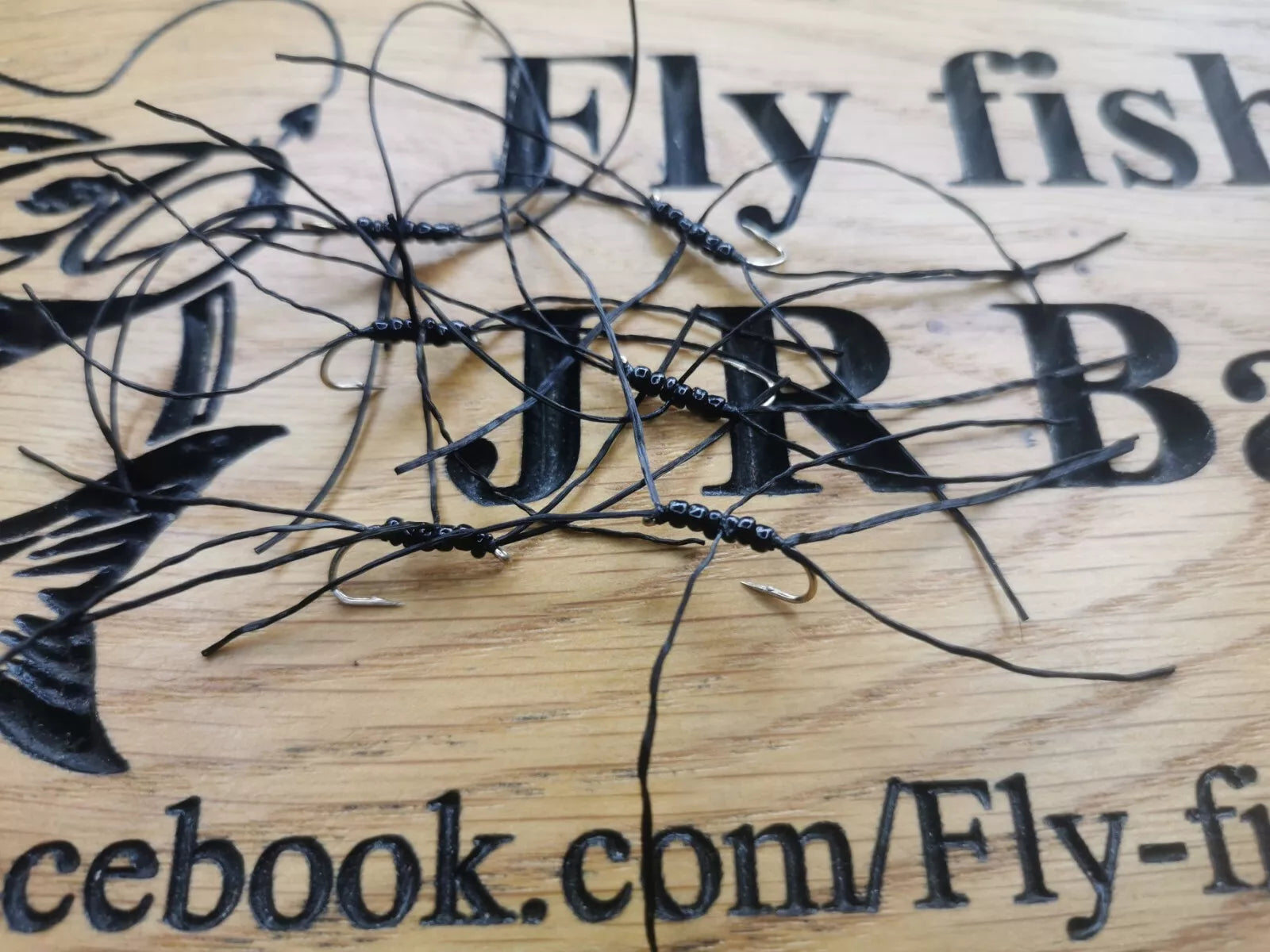 6  Black Apps Blood Worm Trout Fly -  size 10