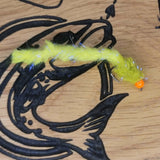 6 Dawsons Olive Electric Eggstacy Worms. Fly Fishing trout fly lure barbless