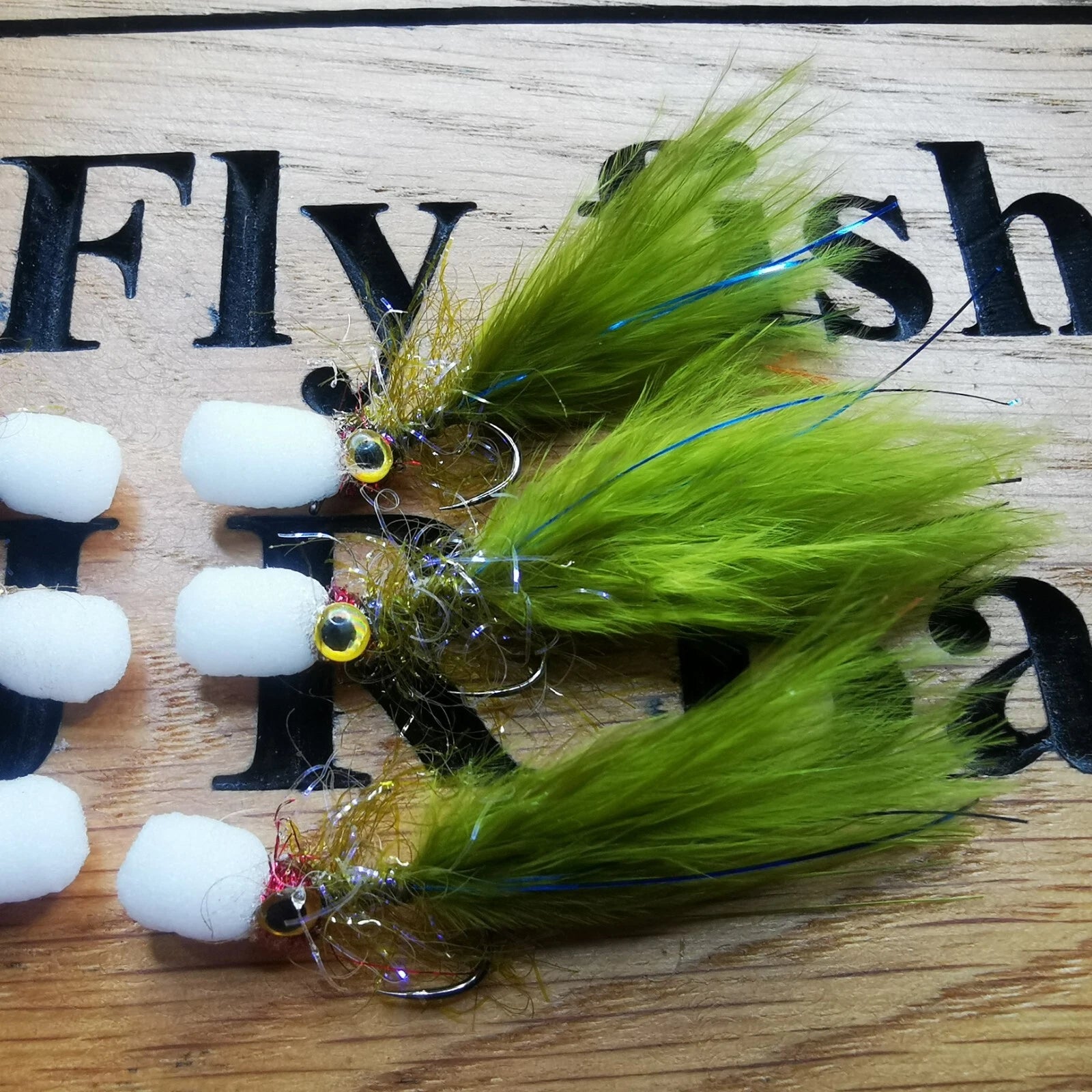 6 Olive Fry Popper Trout Flies Fly Fishing Trout Fly Size 10 Barbless