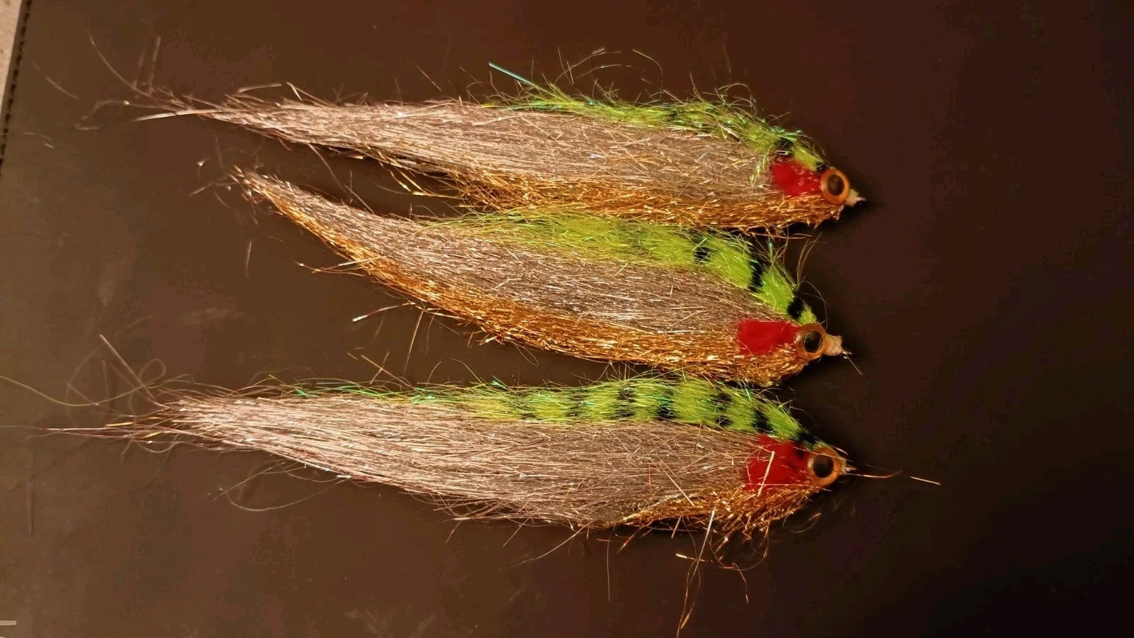 3 Large Flash  Pike /Perch/ Predatory Fly Lures Size 1 Hook Set of 3