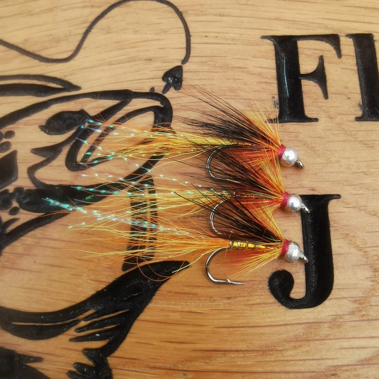 Salmon Flies Single Hook Bead Head Size 8. Set Of 3