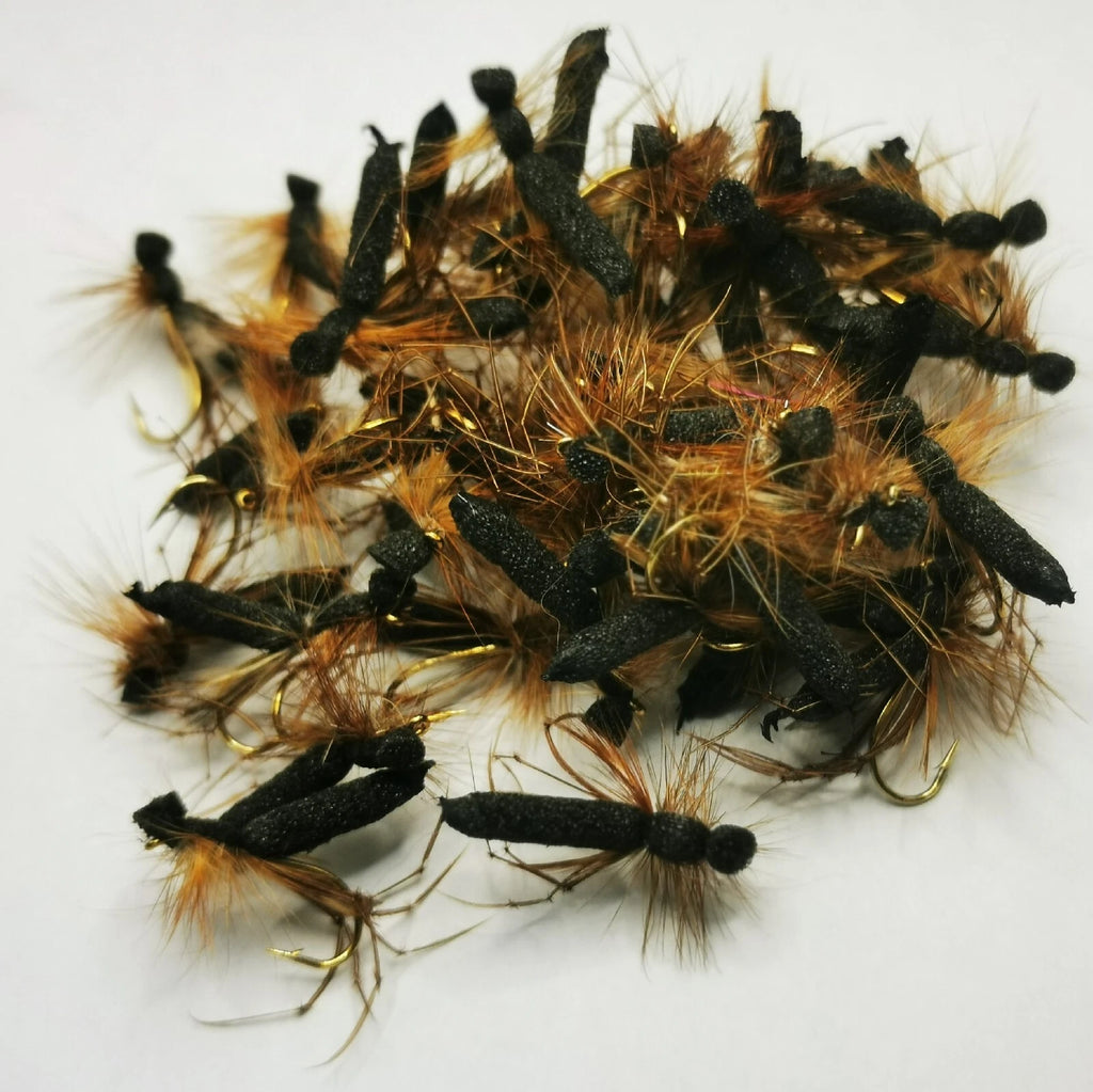 Foam Daddy Long Legs - Trout Fishing Flies Set of 6 2x Black/2x Orange/2x Brown