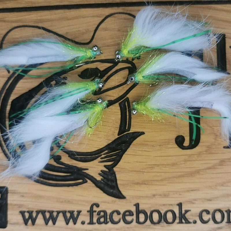 Cats Whisker Zonker Lure 6 Green And White Zonker Tail Trout Fly Fly Fishing