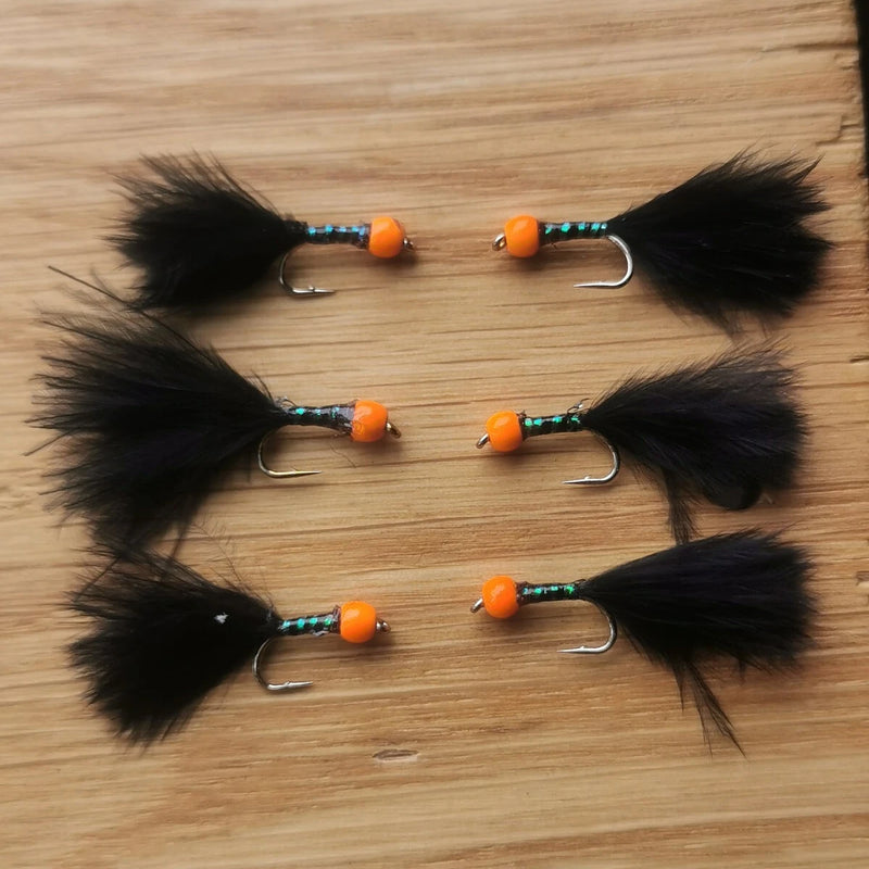 6 Black Hot Head Stalking Bug Bung Buzzers Barbed Size 12 -