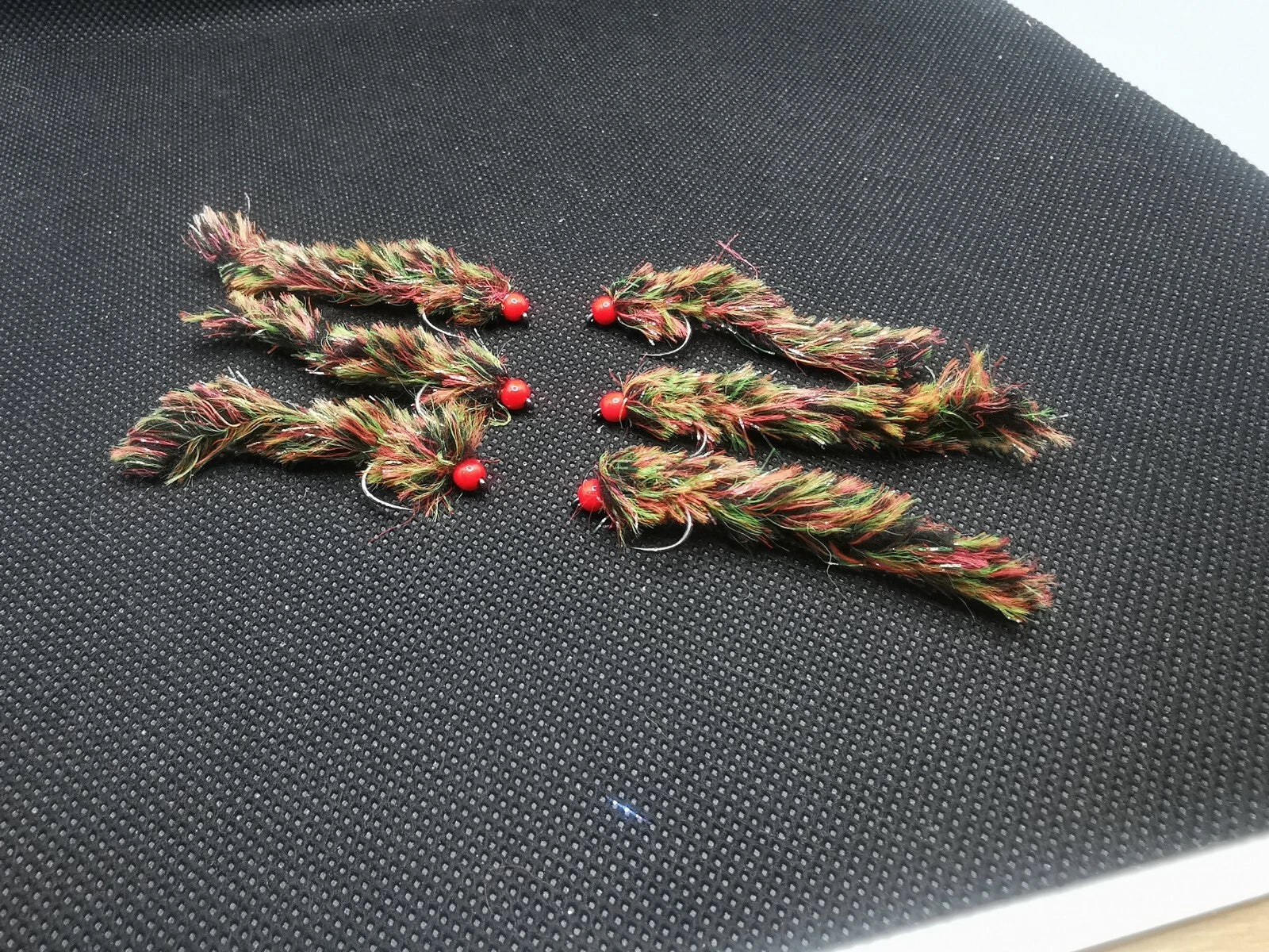 6 Jacobs Coat Worms FISHING TROUT FLIES SIZE 10 BARBLESS LURE