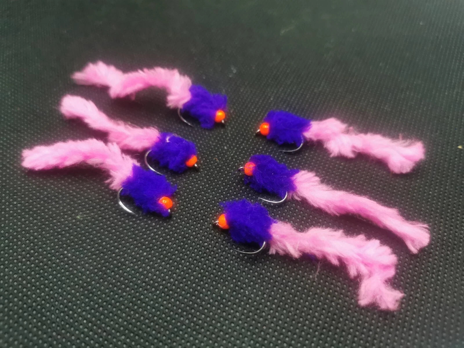 6 Purple And Pink Eggstacy Worms.Fly Fishing trout fly lure barbless