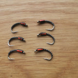 Red Holographic Black Buzzers #12 (Set of 6) Fly Fishing Flies