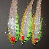 3 Large Flash  Pike /Perch/ Predatory Fly Lures Size 1 Hook Set of 3