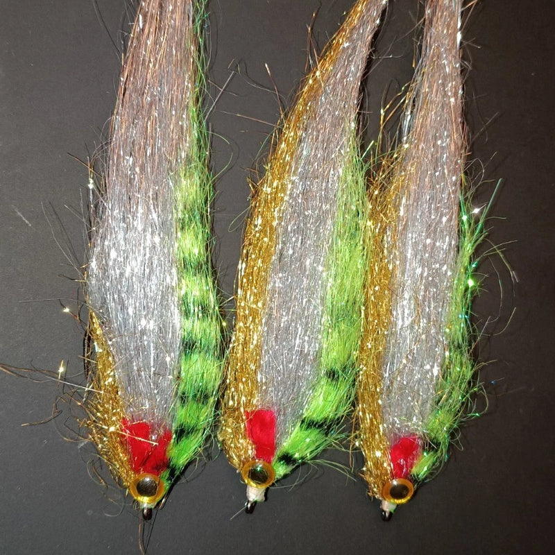 3 Large Flash  Pike /Perch/ Predatory Fly Lures Size 1 Hook Set of 3