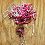 6 x PINKY FLEXI-FLOSS STALKING BUG ,LURES,TROUT FLIES, BUZZERS SIZE 10