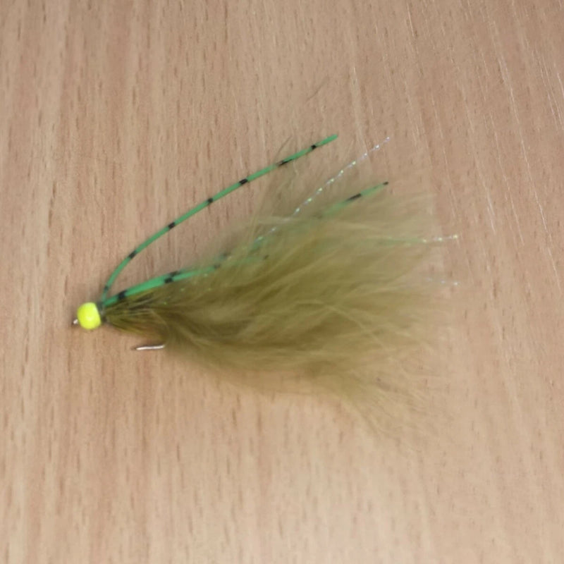 Chartreuse Hothead kicking Damsel Lure size 10 Fly Fishing Flies Trout(set of 6)