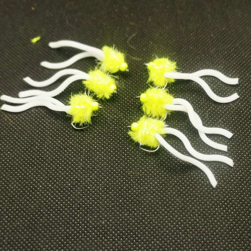6 X Gin and Tonic Squirmy Worm Blob Size 10 Barbless  Hot Head Trout Flies.
