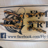 6 Black and Orange Eggstacy Worms.Fly Fishing trout fly lure barbless Hot Head