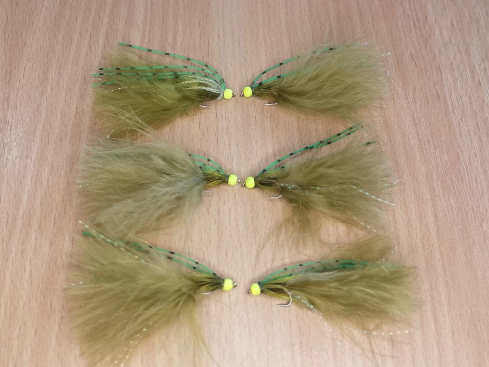 Chartreuse Hothead kicking Damsel Lure size 10 Fly Fishing Flies Trout(set of 6)