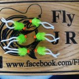 6 x Cats Whisker Squirmy Worm Blob Size 10 Barbless  Hot Head Trout Flies.