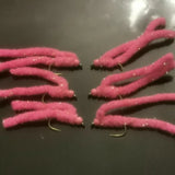6 x Shimmy Worm Trout Fly Lures Size 10 barbless