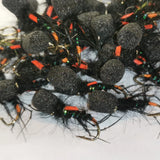 6 Black Foam Headed Suspender  Leggy Hopper Buzzer. Size 12