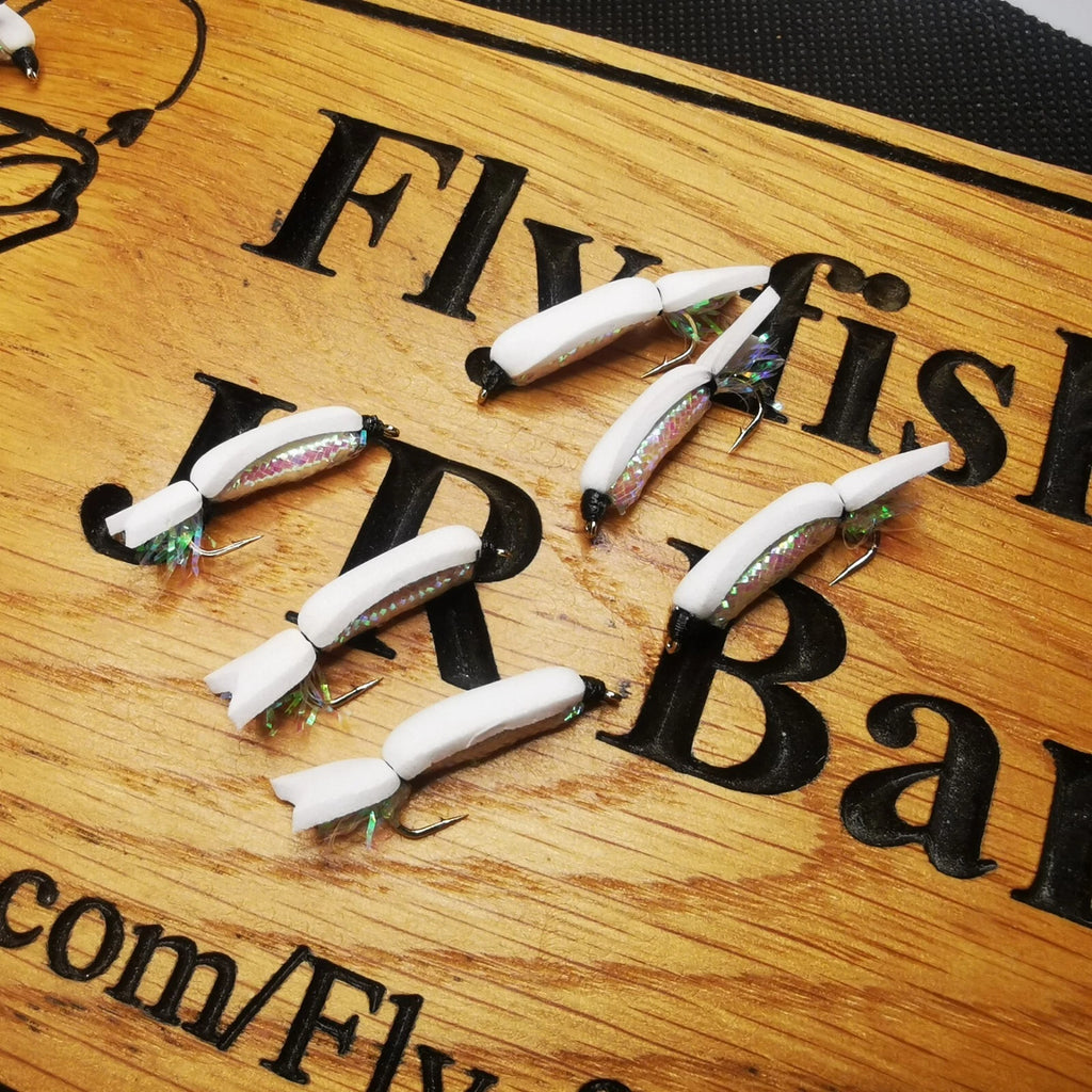 White Floating Fry Fishing Dry Trout Flies size 10 Set of 6