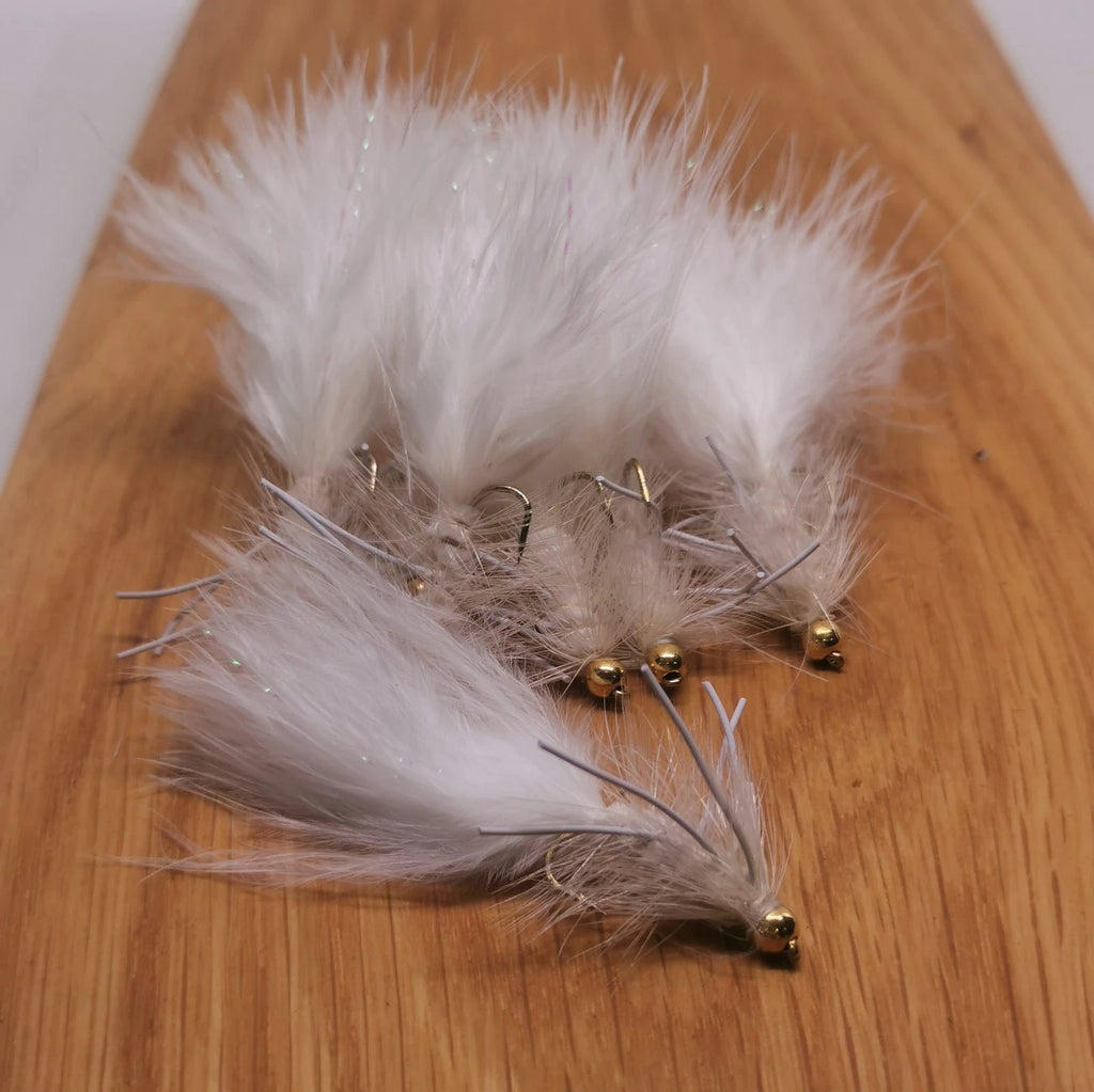 White Woolly Bugger Fly Fishing Flies lures Streamers X6