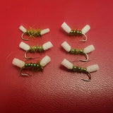 6 Foam Olive shipmans buzzers Trout Flies