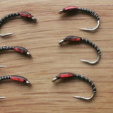 Red Holographic Black Buzzers #12 (Set of 6) Fly Fishing Flies