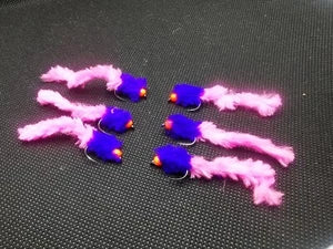 6 Purple And Pink Eggstacy Worms.Fly Fishing trout fly lure barbless