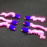 6 Purple And Pink Eggstacy Worms.Fly Fishing trout fly lure barbless